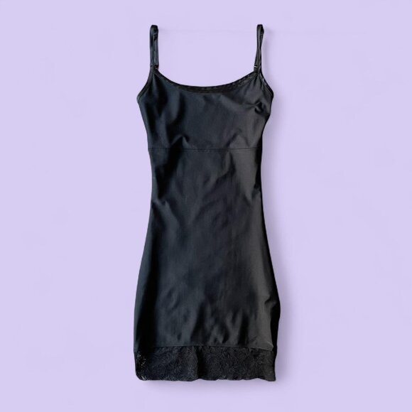 BLACK LACE TRIM MINI SLIP DRESS – SIZE SMALL - Picture 1 of 6